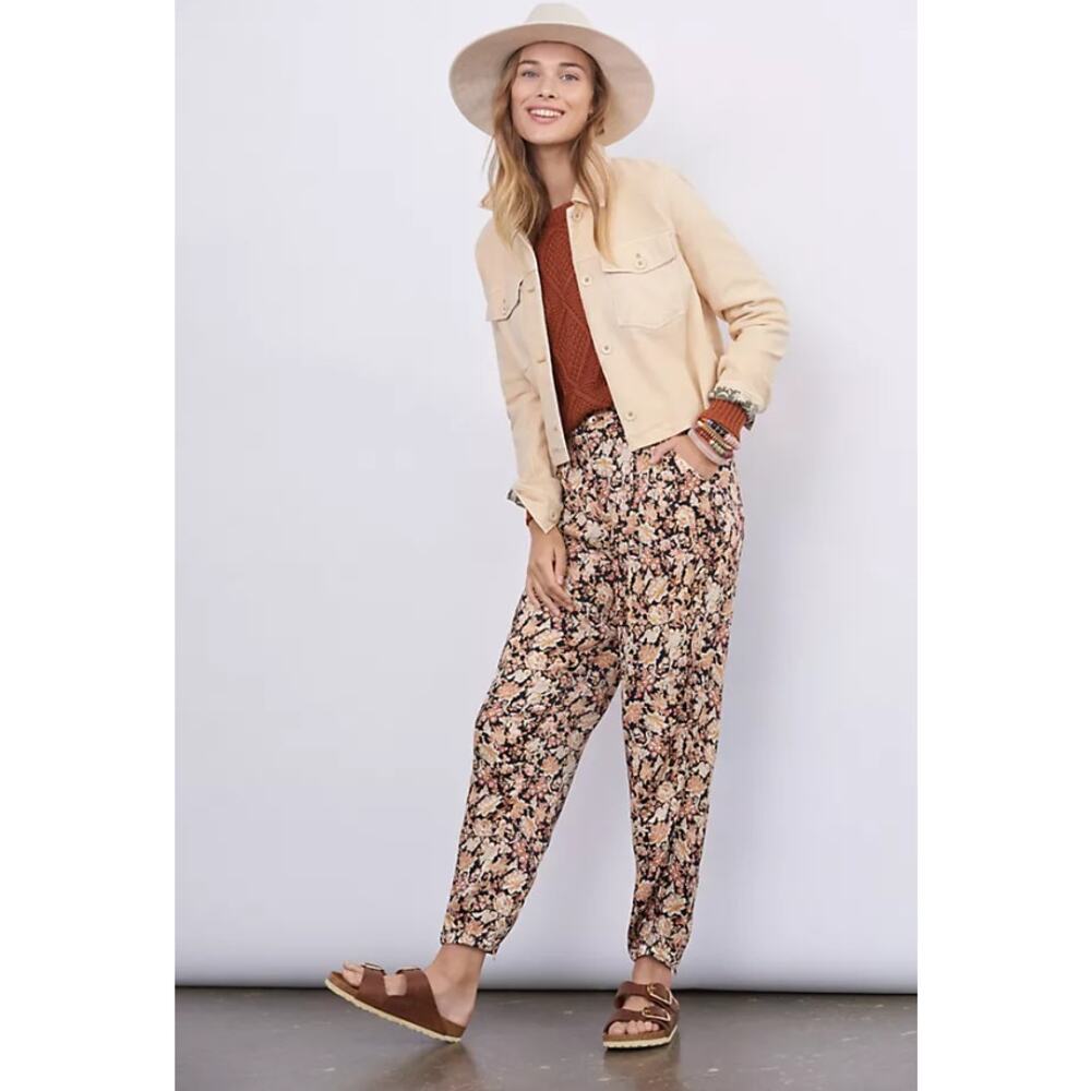 Anthropologie Diandra Pleated Joggers Ankle Quarter Zip Size 4 T